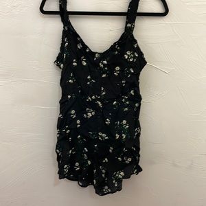 Dress Forum Black and Yellow Floral Romper